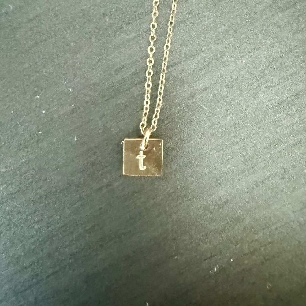 Gold tone Initial “t” Pendant Necklace